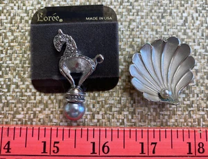 vintage brooch lot Silver Tone Marcasite FAUX PEARL - Picture 1 of 3