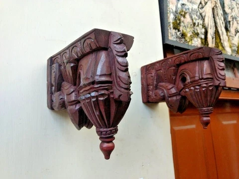 Wall Hanging Corbel Pair Wooden Bracket For Shelve Home Decor Bodhil Diwali Gift Cover