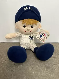 Vintage Nanco Baseball NY YANKEES PLUSH Boy In Jerser W/ Hat Doll Toy W/ Tag 14” - Picture 1 of 10