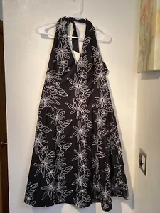 DANNY & NICOLE Damen Neckholder Top Kleid Gr. 10 schwarz bestickt Blumen Baumwolle - Bild 1 von 14