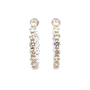 925 Silver White Rhodium White And Yellow Zircon Hoop Earrings For Women