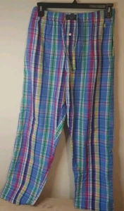 Polo Ralph Lauren Pajama Pants Mens Plaid Sleepwear Pockets Comfy Cotton Medium - Picture 1 of 9