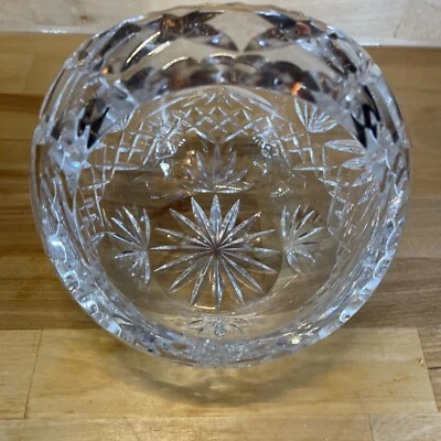 Spherical Round Vintage Brilliant Fan Cut Lead Crystal Basket Candy Dish Vase 6" - Bild 1 von 4