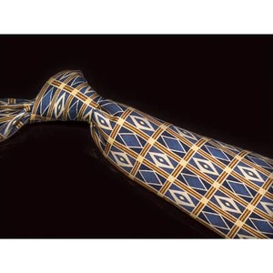 Corbata vintage Robert Talbott 100 % seda azul bronceado geométrica para hombre diseñador - Imagen 1 de 5