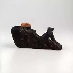 ANTIQUE BLACK FOREST WOOD or African Blackwood CARVED Naked Woman SMOKING PIPE - Picture 1 of 11