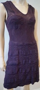 Vestido M MISSONI Púrpura Ciruela Cuello en V Sin Mangas Semi Transparente Panelado IT44 UK12 - Imagen 1 de 6