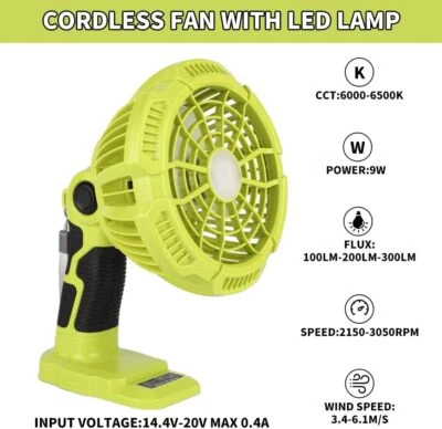 Camping Fan For Ryobi 18V Battery Outdoor Tent Fan Portable Cordless With Remote - Image 1 of 4