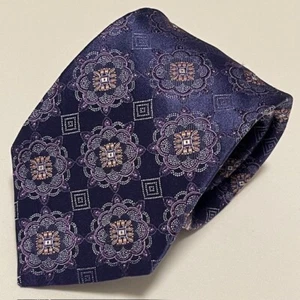 John W Nordstrom Tie Silk Blue Geometric Floral Designer Sharp Stunning USA Made - Picture 1 of 21