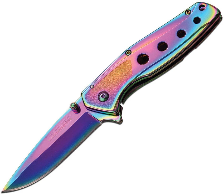 2x Tac Force Titanium Rainbow Spring Assisted Folding Pocket Knife Open Assist