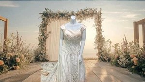 Wedding Gown Preserved Custom Montage By Mon Cheri Beaded Size 18 - Picture 1 of 24
