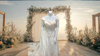 Wedding Gown Preserved Custom Montage By Mon Cheri Beaded Size 18 - Image 1 of 4