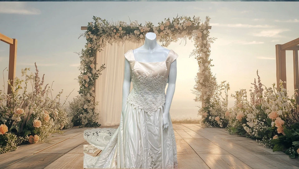 Vestido de novia preservado montaje personalizado por Mon Cheri con cuentas talla 18 Foto 1 de 4