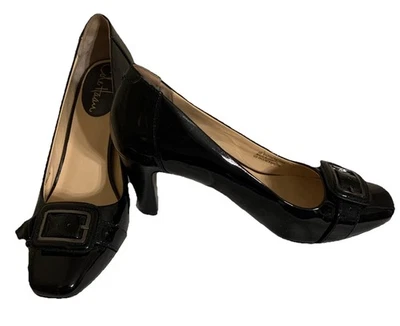 Zapatos de salón Cole Haan NikeAir para mujer de charol negro talla 5,5 B punta con hebilla Foto 1 de 4