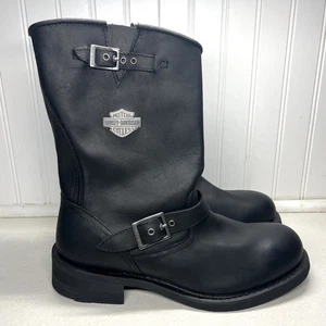 Harley Davidson D93281 Men's Gary Black Leather Motorcycle Boots Sz 11.5 M NEW - Picture 1 of 8