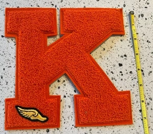 Large Letterman chenille Patch Letter K Orange Varsity Track - Picture 1 of 3