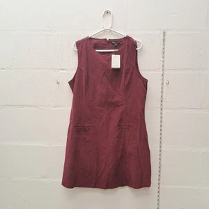 Nobodys Child Burgundy Cord Chiara Pinafore Mini Dress NWT UK 18 (RRP £72) - Picture 1 of 3