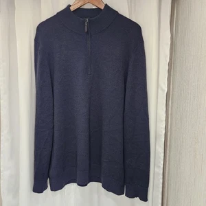 LL Bean Men's Essential Merino Sweaters, Quarter-Zip 1/4 Size XL Navy - Picture 1 of 3