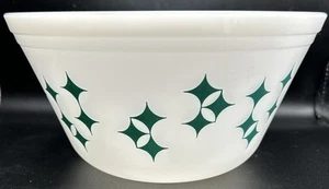 MCM VTG Federal Milk Glass Turquoise Atomic Stars Diamonds Mixing Bowl 9" USA - Picture 1 of 7