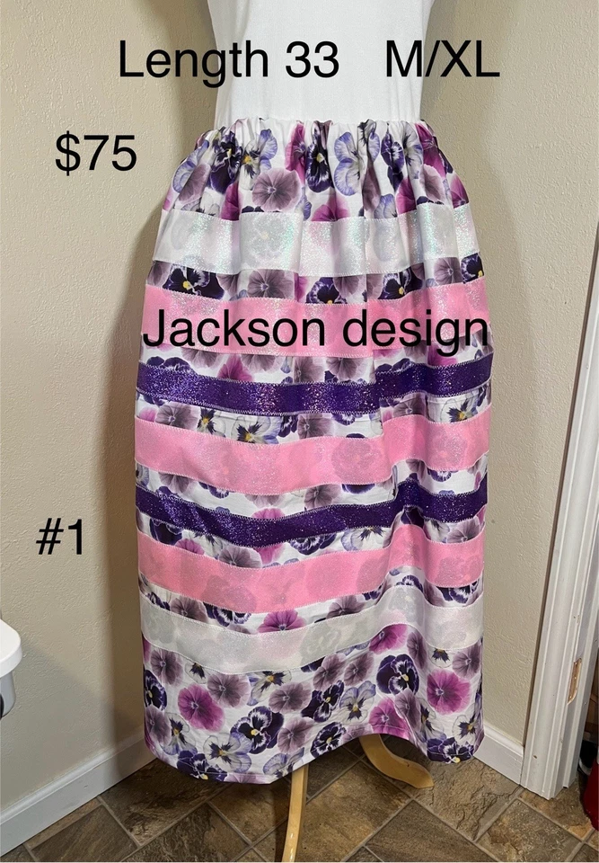 Jackson Design Floral Striped Skirt M/XL - Image 1 of 1