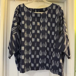 J Jill Pure Jill Top Indigo Blau Boho Boxy Relaxed Baumwolle Lagenlook - Bild 1 von 6