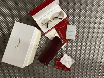 GAFAS DE SOL VINTAGE AÑOS 90 CARTIER C DECORACIÓN UNISEX PANTO DORADO SIN MONTURA Foto 1 de 4