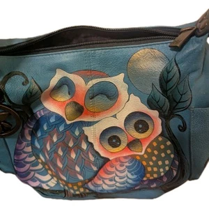 ANUCSHKA purse Hand-Painted Bag Leather Satchel, keychain & Coin Pouch.  - Picture 1 of 9