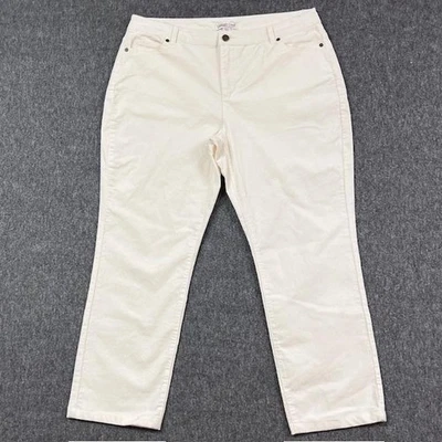 Pantalones de pana Coldwater Creek para mujer 14P marfil elástico algodón recortados Foto 1 de 4