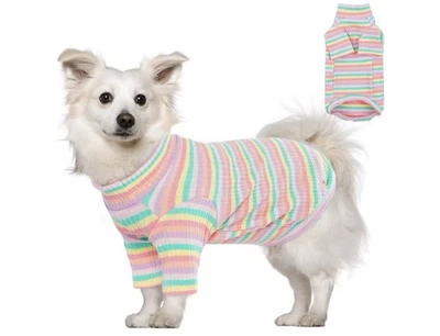 Dog Shirt Vest, Lightweight Striped Pet Shirt Soft T-Shirt for Dogs Cats Size XS - Image 1 of 4
