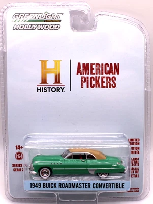 Greenlight American Pickers 1949 Buick Roadmaster Conv. green RR's - Image 1 of 4