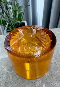 Pisapapeles vidrio Ettore Sottsass ARTENOMA ámbar-oro cristal de Murano - Imagen 1 de 9