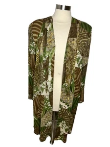 Dorothy Schoelen Platinum Floral Long Cardigan Jacket Lightweight Sheer S VTG - Picture 1 of 9