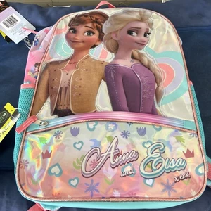 Disney Frozen Anna & Elsa Girls' 17" Backpack, Light Blue Girls School Pretty - Picture 1 of 11
