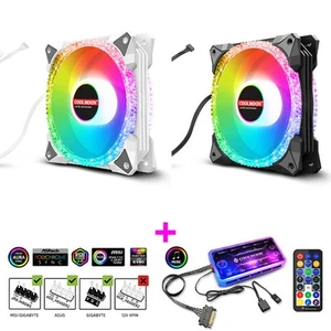 3/4Pack ARGB 120mm LED COOLMOON Magic Diamond AS2 Case Fan With Remote Control - Afbeelding 1 van 16