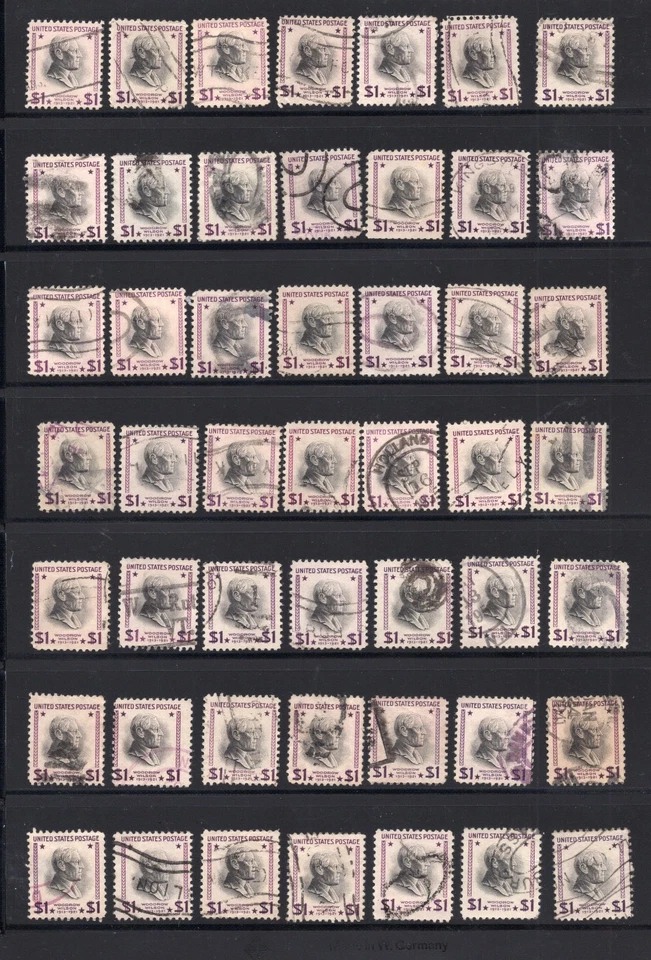 1938 US PREXIE $1 STAMPS LOT SC#832 COLLECTION PRESIDENT WILSON USED ID#1070 - Image 1 of 1