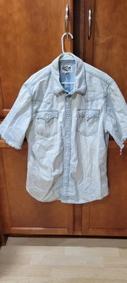 True Religion Shirt Mens XXL Denim Pearl Snap Western Vtg,acid wash, distressed - Image 1 of 4