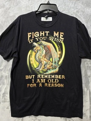 Camisa Dragão Next Level Fight Me If You Wish Unissex Preta GG Funciona Pequena  - Imagem 1 de 4