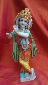 Krishna Estatua De Mármol De Colección Dios Templo Hindú Escultura Ram India Deidad K - Imagen 1 de 8