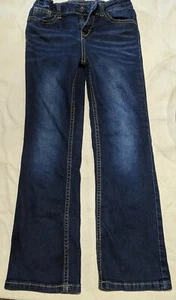 Cat & Jack Straight Leg Jeans 6X Dark Wash Denim Adjustable Waist Pants Stretch - Picture 1 of 12