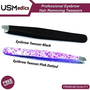 Eyelash Cosmetic Makeup Slanted Tips Professional Eyebrow Hair Removing Tweezers - Picture 1 of 4