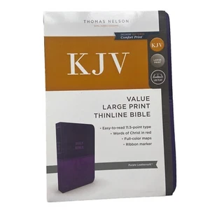 KJV Holy Bible: Value Large Print Thinline, Purple Leathersoft, Red Letter,... - Picture 1 of 5