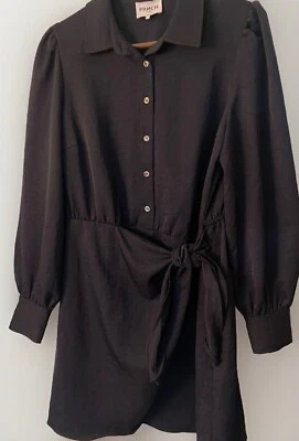 FRNCH Odelie Elegant Black Faux Wrap Dress Large - Image 1 of 4
