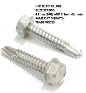 Self Drilling Screws Self Tapping Hex Head Buzz Screw Metal Bolts - Picture 1 of 2
