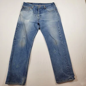 VGT Levis 501 Jeans Men's 36x32 Aug 1996 Blue Button Fly USA Made Two Small Hole - Picture 1 of 24