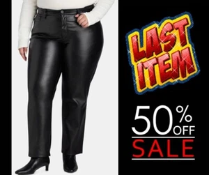 Pantalones Terra & Sky para mujer talla grande 20W imitación cuero, 29” entrepierna hollín negro NUEVO - Imagen 1 de 7