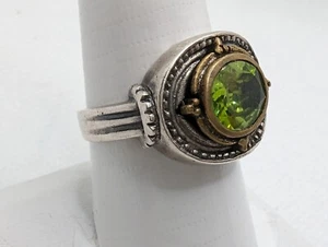 SOL Vintage Sterling Silver 925  two tone Peridot Ring Size 8.75 - Picture 1 of 7