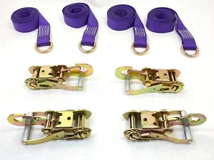 2" x 10' Purple Diamond Weave Lasso Wheel Strap w Snap Hook Ratchets | Pack of 4 - Bild 1 von 2