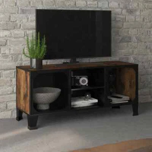 vidaXL TV Cabinet Rustic Brown 105x36x47 cm Metal and MDF - Picture 1 of 10