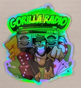 GORILLA RADIO Foil Sticker Las Vegas Glass Smoke Shop Gambler Boombox HTF - Picture 1 of 6
