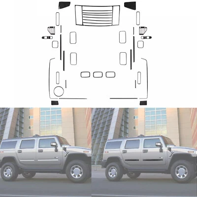 Kits de 65 piezas de pegatinas exteriores completas de fibra de carbono real para Hummer H2 2003-2007 Foto 1 de 4
