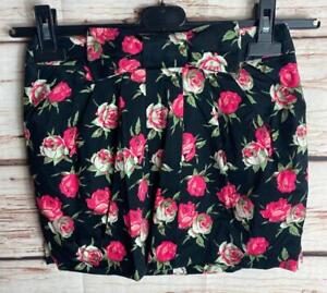 SKIRT a-line floral size 8 PETITE mini short black red womens TOPSHOP 3843